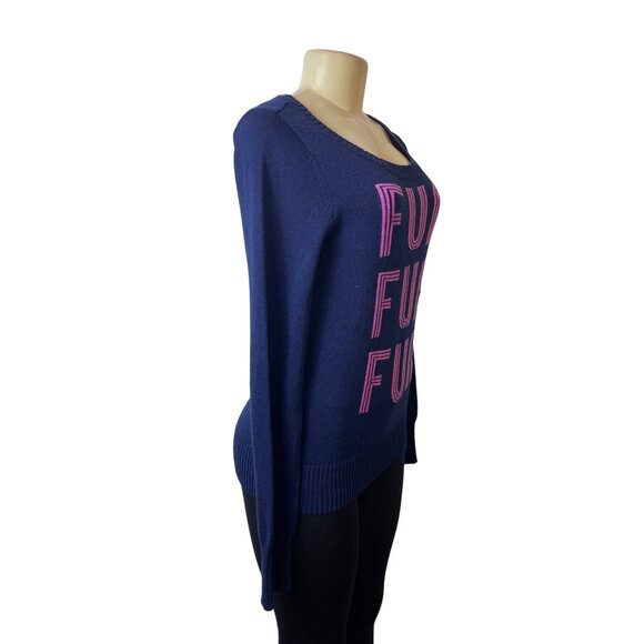 Arizona Jean Women's Navy Blue Fun x3 Graph Log Sleeve Sweatshirt Sz L- NWT - Picture 2 of 7